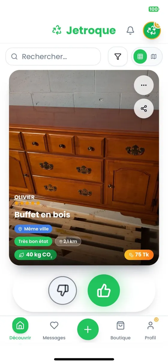 Un buffet en bois à troquer contre 75 Troken